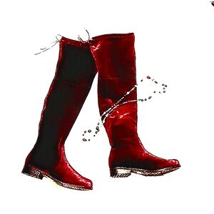 JESSICA Velvet Over-the-Knee Boots, Bordeaux Red